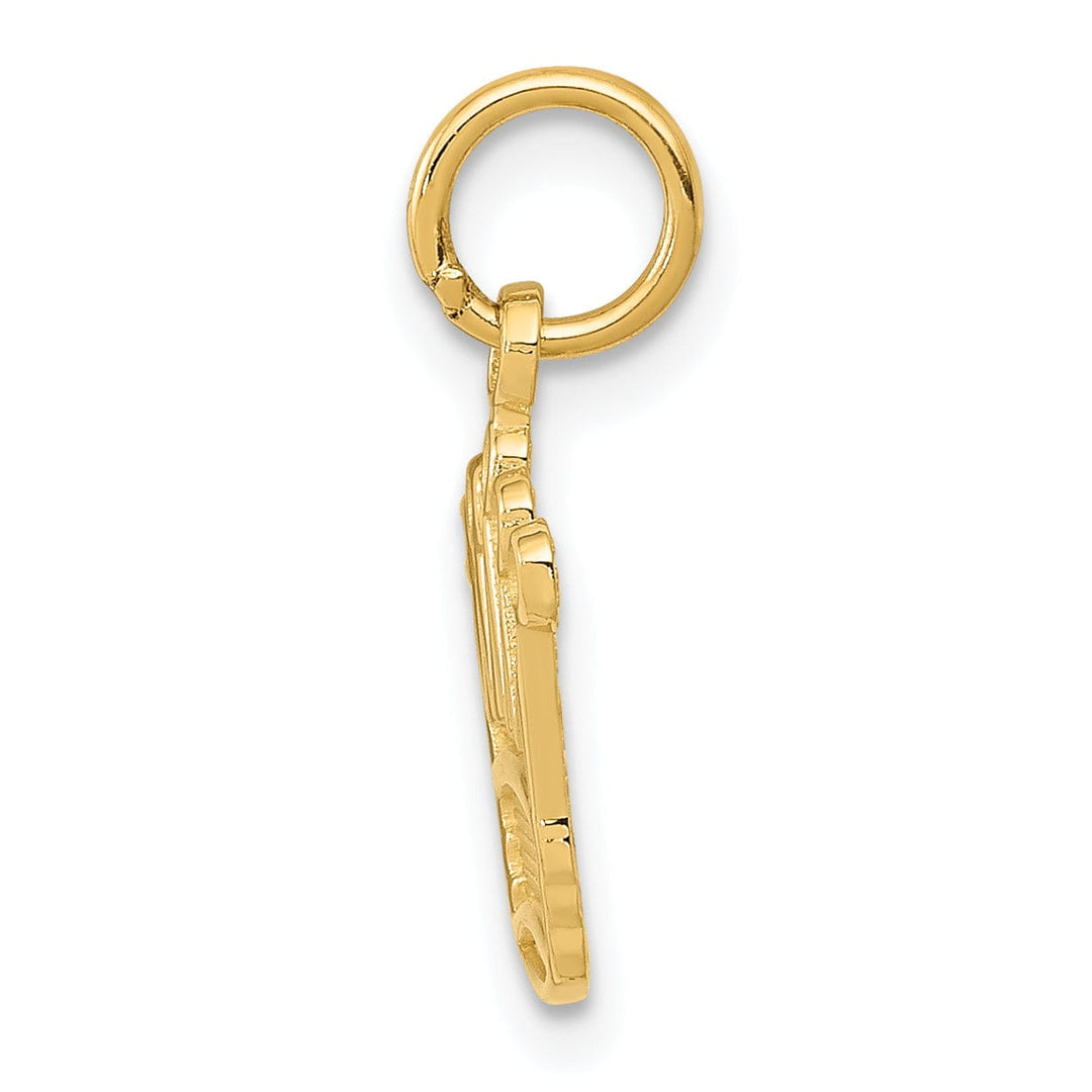 Lovely Rita's Pendants & Charms 14k Yellow Gold Solid Polished Textured Finish Mens Kings Crown Design Charm Pendant