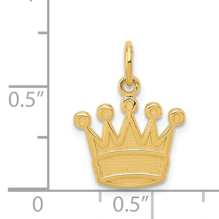 Lovely Rita's Pendants & Charms 14k Yellow Gold Solid Polished Textured Finish Mens Kings Crown Design Charm Pendant