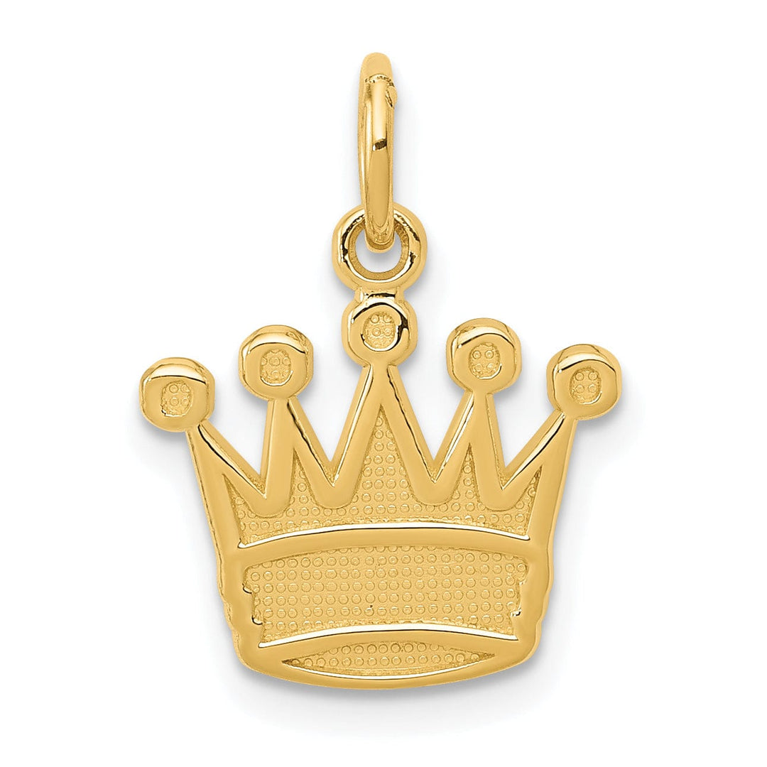 Lovely Rita's Pendants & Charms 14k Yellow Gold Solid Polished Textured Finish Mens Kings Crown Design Charm Pendant