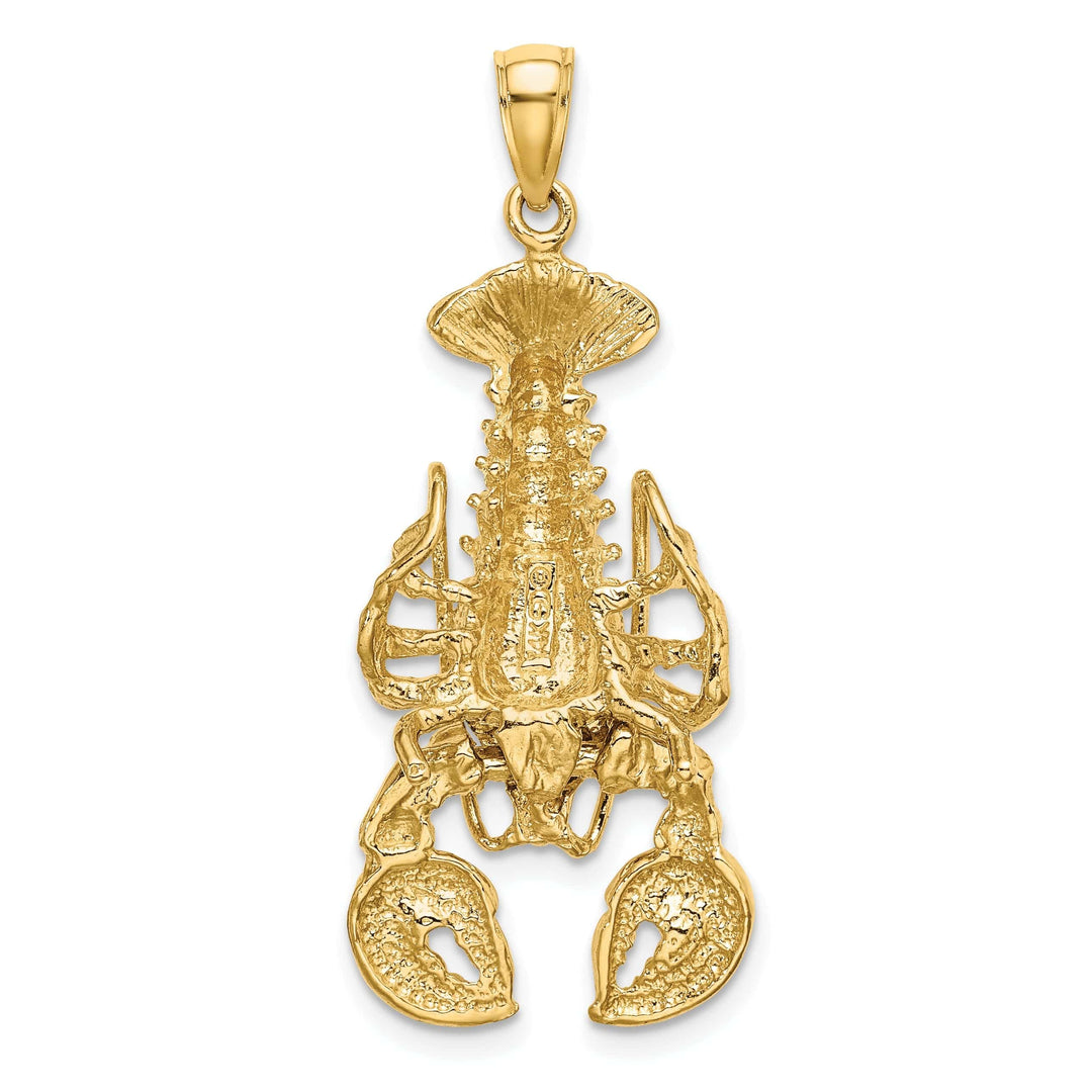 Lovely Rita's Pendants & Charms 14K Yellow Gold Solid Polished Textured Finish Moveable Lobster Charm Pendant