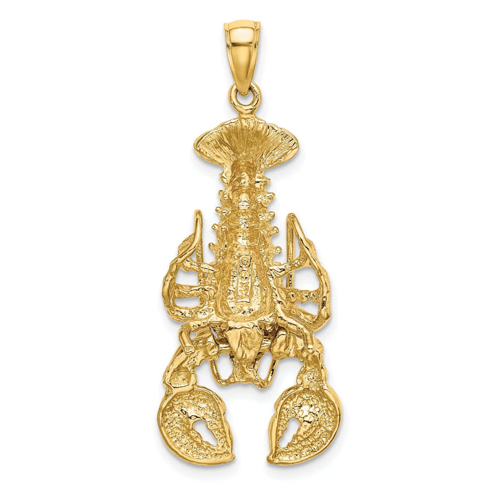Lovely Rita's Pendants & Charms 14K Yellow Gold Solid Polished Textured Finish Moveable Lobster Charm Pendant