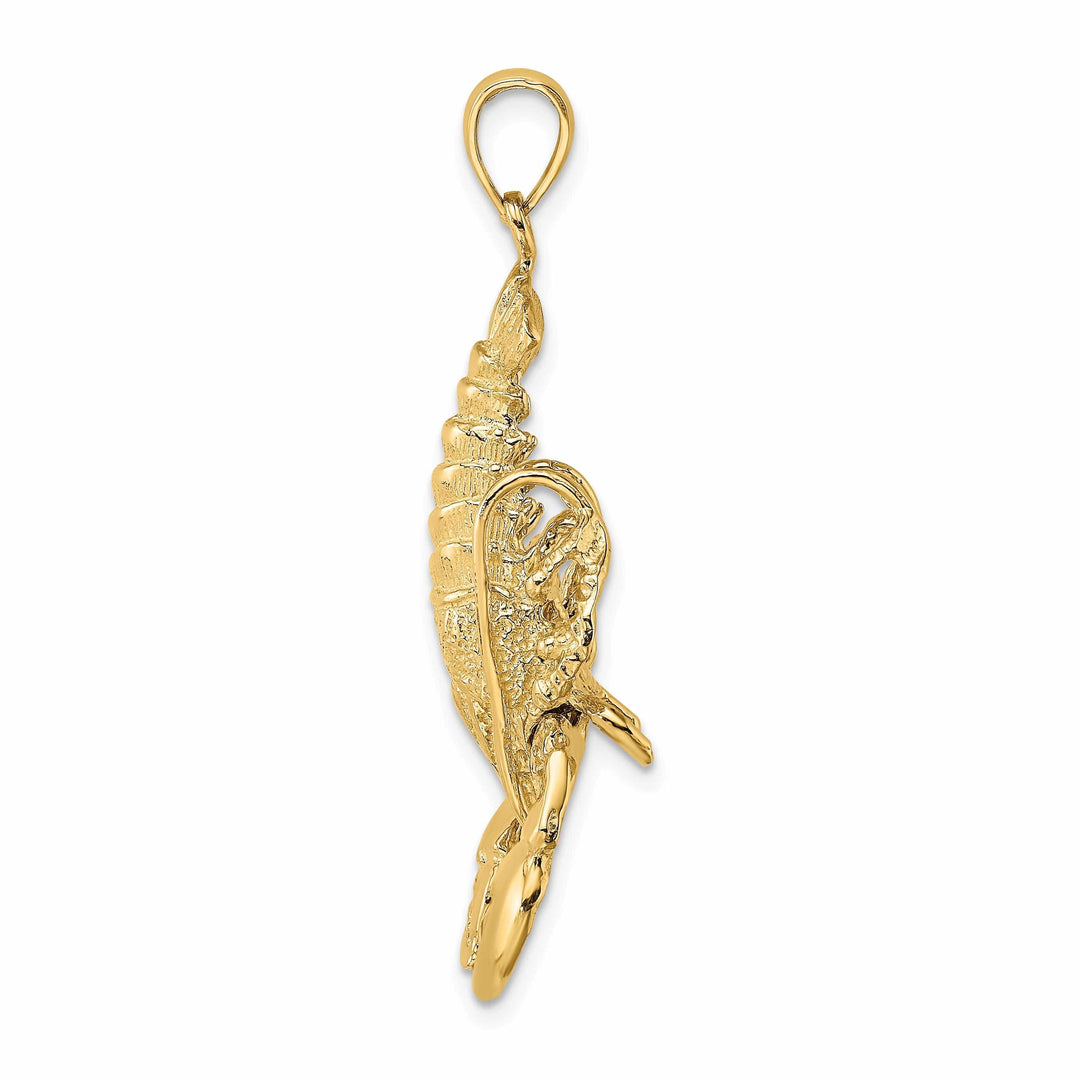 Lovely Rita's Pendants & Charms 14K Yellow Gold Solid Polished Textured Finish Moveable Lobster Charm Pendant