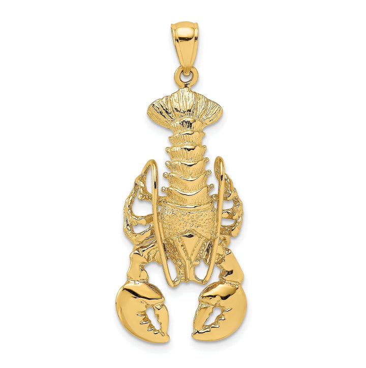 Lovely Rita's Pendants & Charms 14K Yellow Gold Solid Polished Textured Finish Moveable Lobster Charm Pendant