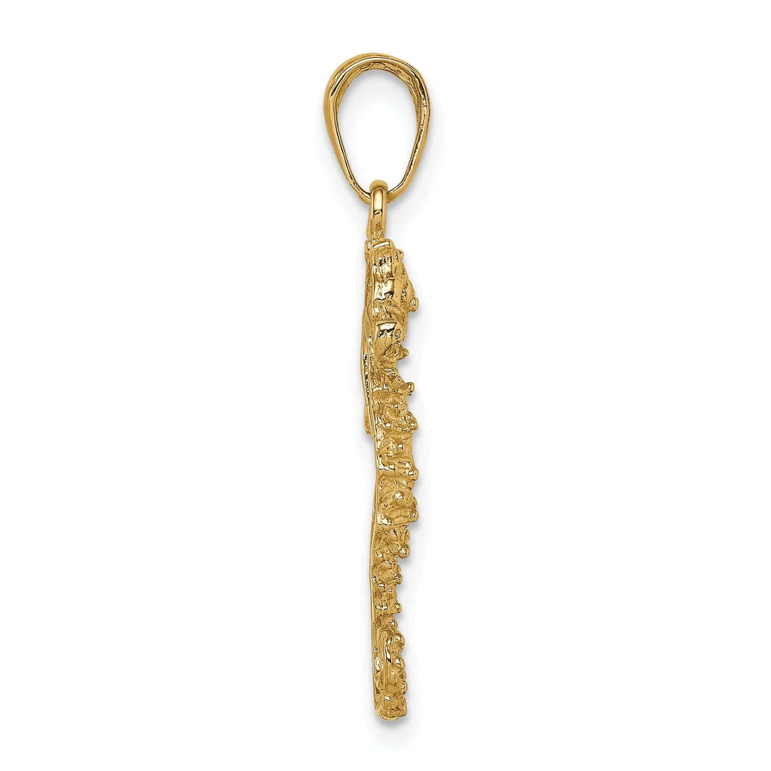 Lovely Rita's Pendants & Charms 14k Yellow Gold Solid Polished Textured Finish Open-Backed Men's Seahorse Charm Pendant