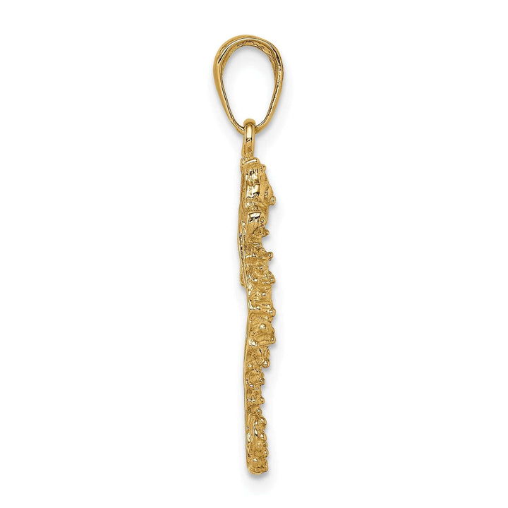 Lovely Rita's Pendants & Charms 14k Yellow Gold Solid Polished Textured Finish Open-Backed Men's Seahorse Charm Pendant