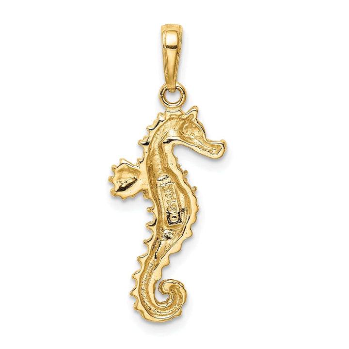Lovely Rita's Pendants & Charms 14k Yellow Gold Solid Polished Textured Finish Open-Backed Men's Seahorse Charm Pendant