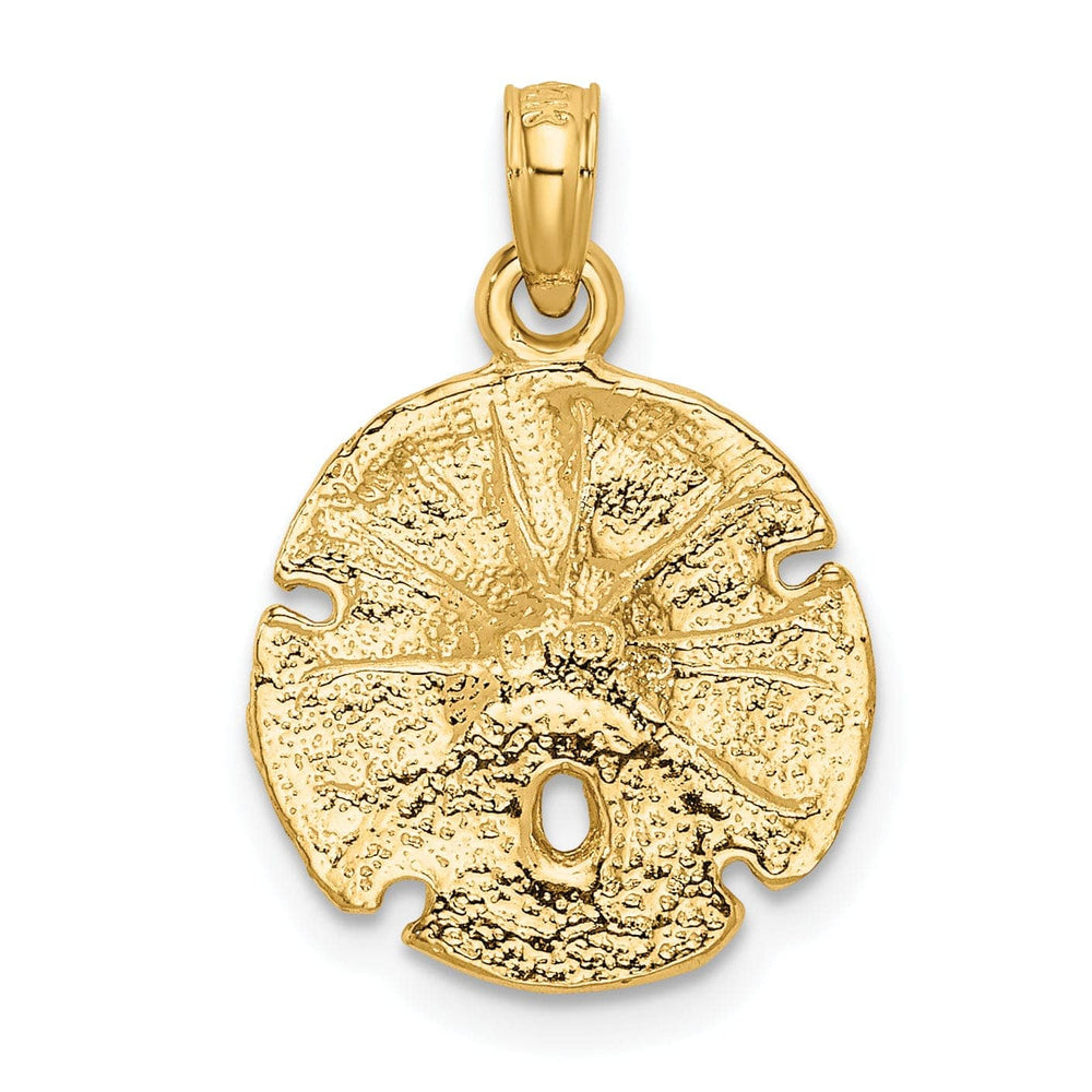 Lovely Rita's Pendants & Charms 14K Yellow Gold Solid Polished Textured Finish Sand Sea Dollar Charm Pendant