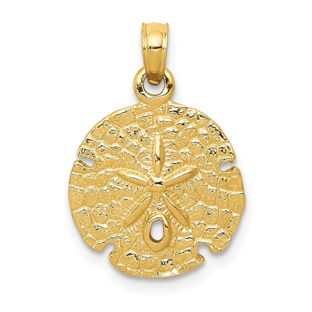 Lovely Rita's Pendants & Charms 14K Yellow Gold Solid Polished Textured Finish Sand Sea Dollar Charm Pendant