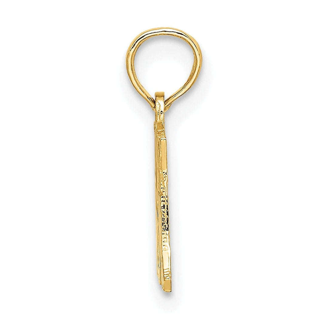 Lovely Rita's Pendants & Charms 14K Yellow Gold Solid Polished Textured Finish Script Design I HEART MY MOM Charm Pendant