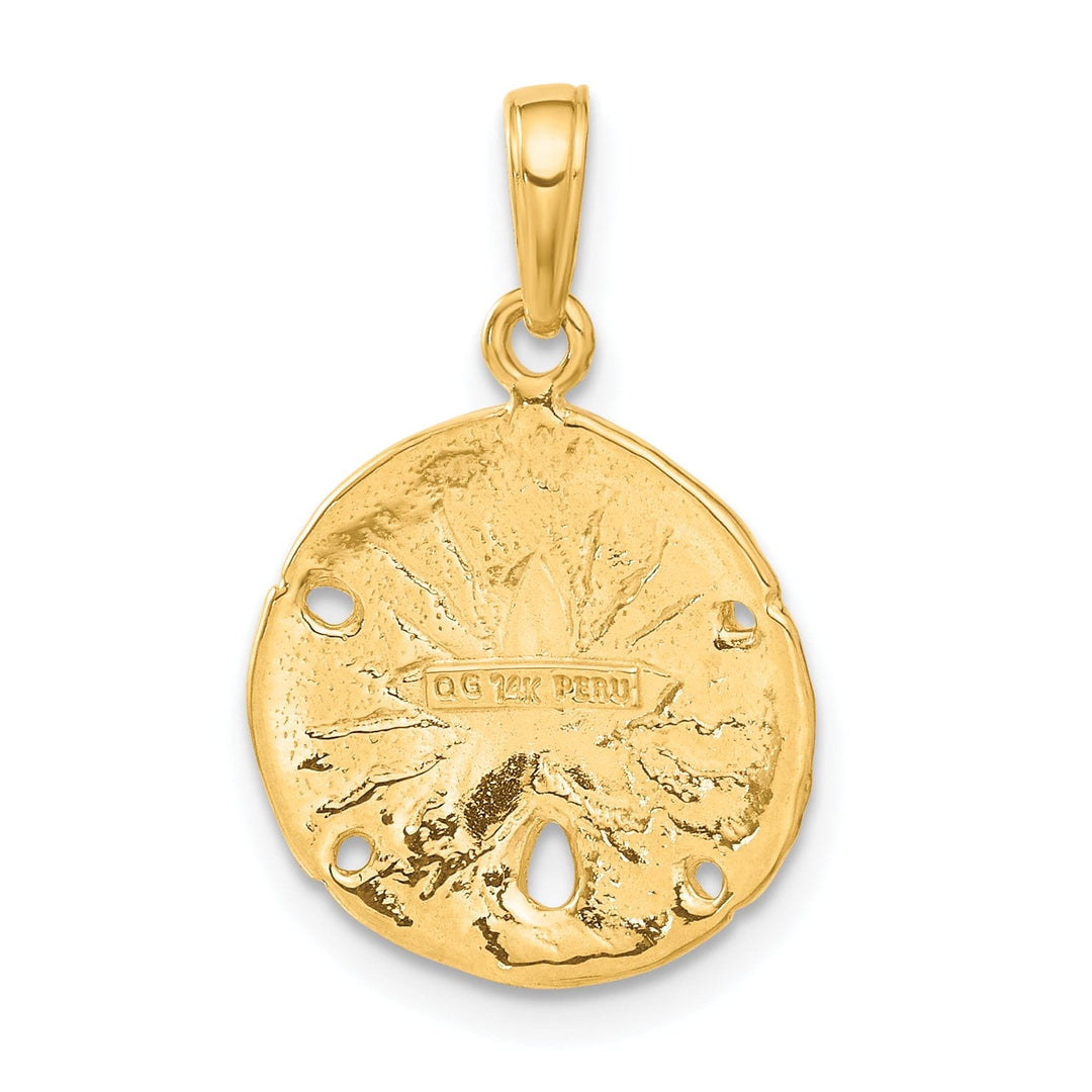 Lovely Rita's Pendants & Charms 14K Yellow Gold Solid Polished Textured Finish Sea Sand Dollar Charm Pendant
