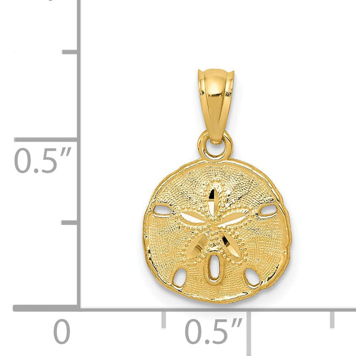 Lovely Rita's Pendants & Charms 14K Yellow Gold Solid Polished Textured Finish Sea Sand Dollar Pendant