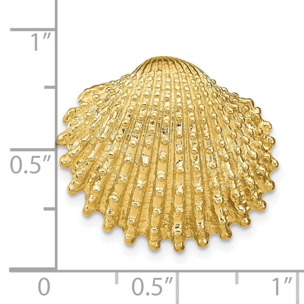 Lovely Rita's Pendants & Charms 14K Yellow Gold Solid Polished Textured Finish Sea Scallop Shell Slide Pendant