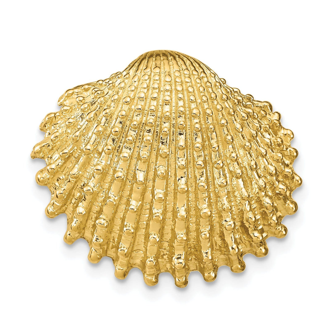 Lovely Rita's Pendants & Charms 14K Yellow Gold Solid Polished Textured Finish Sea Scallop Shell Slide Pendant