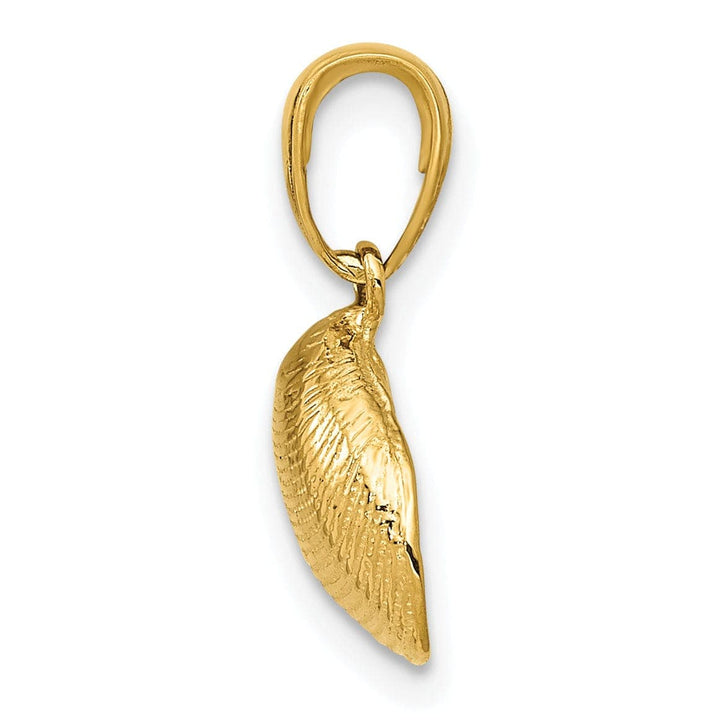 Lovely Rita's Pendants & Charms 14k Yellow Gold Solid Polished Textured Finish Small Size Clam Shell Charm Pendant