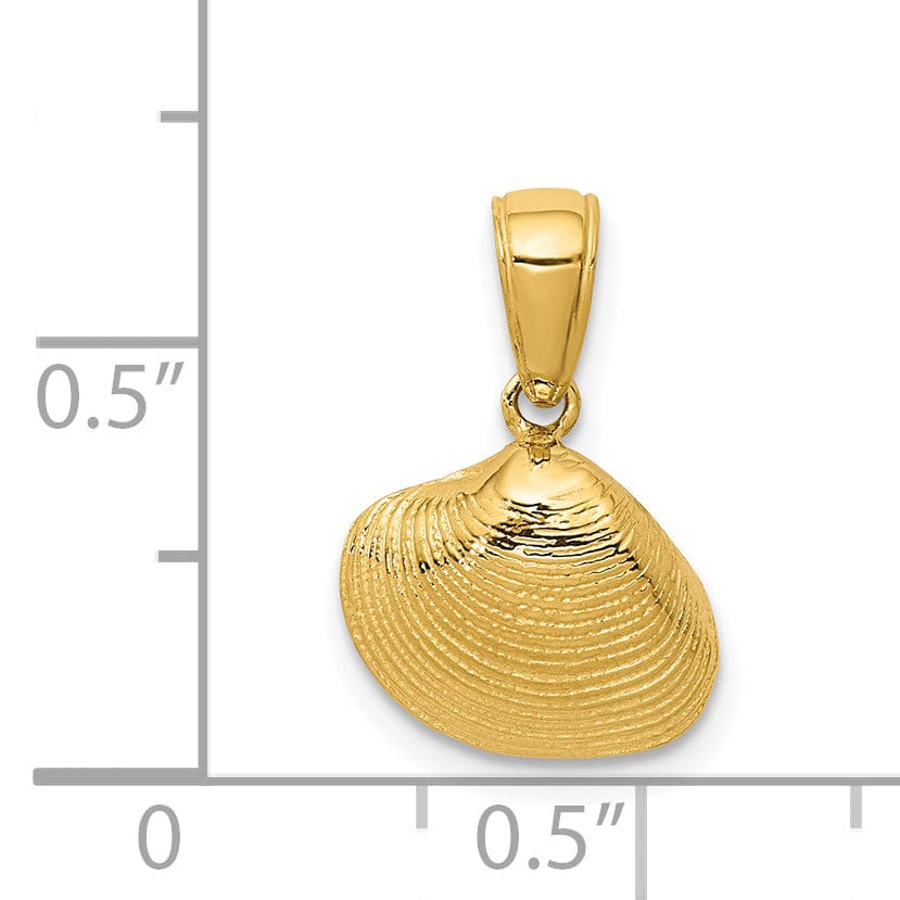 Lovely Rita's Pendants & Charms 14k Yellow Gold Solid Polished Textured Finish Small Size Clam Shell Charm Pendant
