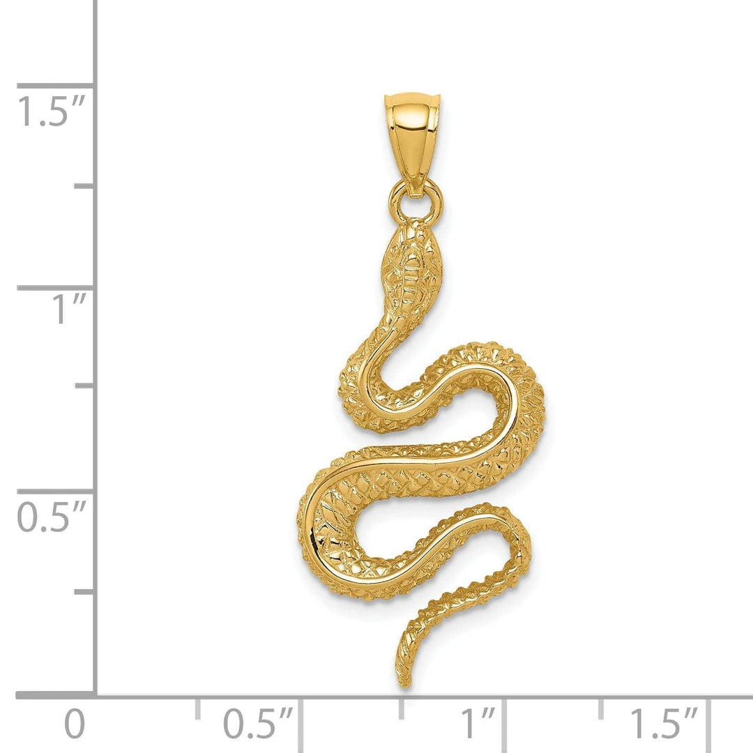 Lovely Rita's Pendants & Charms 14K Yellow Gold Solid Polished Textured Finish Snake Charm Pendant