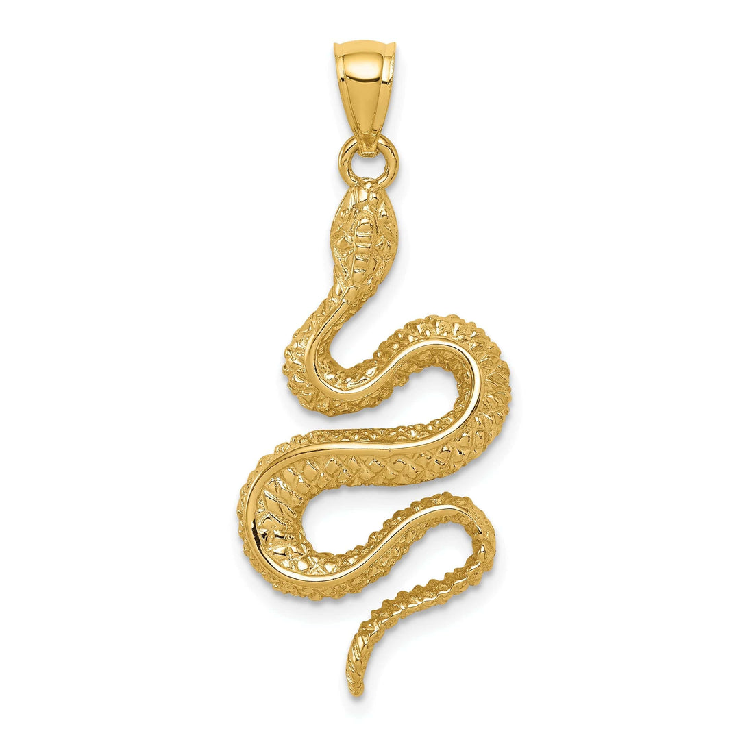 Lovely Rita's Pendants & Charms 14K Yellow Gold Solid Polished Textured Finish Snake Charm Pendant