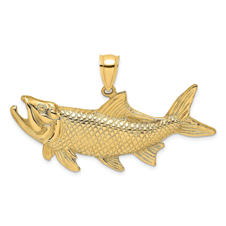 Lovely Rita's Pendants & Charms 14K Yellow Gold Solid Polished Textured Finish Tarpon Fish with Open Mouth Design Charm Pendant