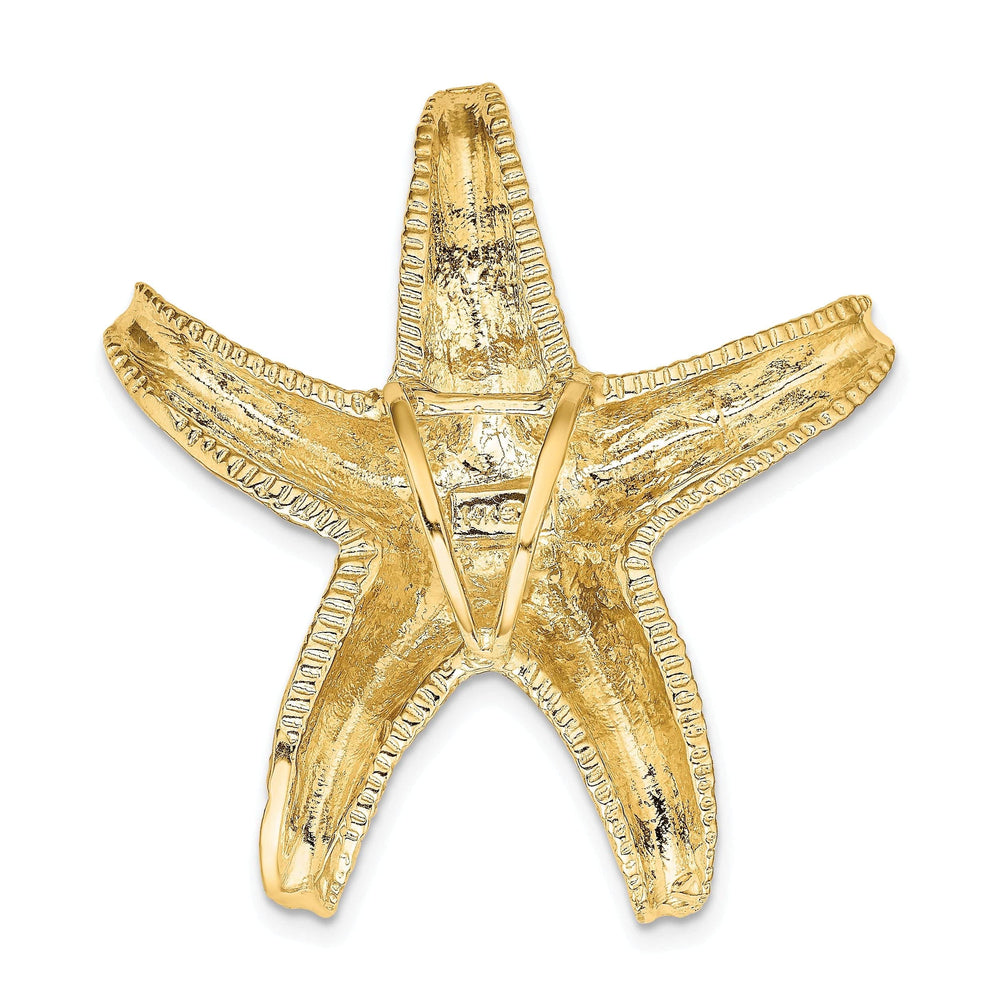 Lovely Rita's Pendants & Charms 14K Yellow Gold Solid Polished Textured Starfish Slide Pendant