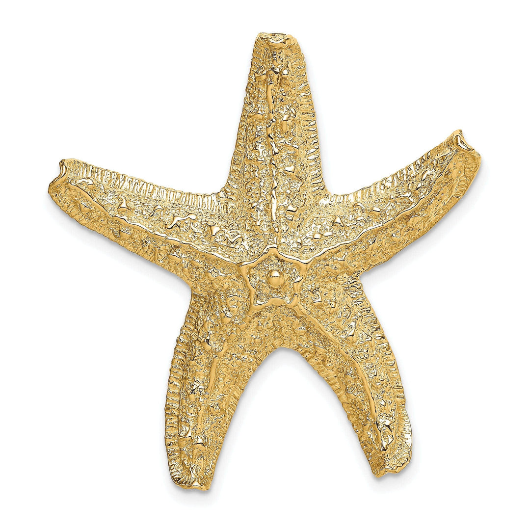 Lovely Rita's Pendants & Charms 14K Yellow Gold Solid Polished Textured Starfish Slide Pendant