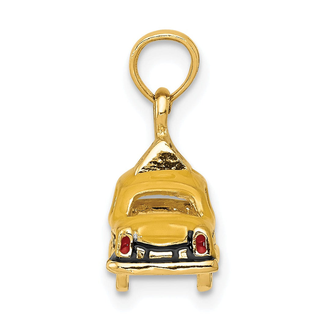 Lovely Rita's Pendants & Charms 14K Yellow Gold Solid Polished Yellow, Black Enamel Finish New York 3-Dimensional Taxi Design Charm Pendant