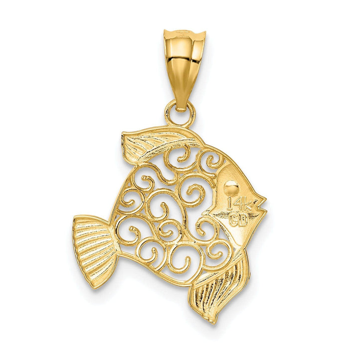 Lovely Rita's Pendants & Charms 14K Yellow Gold Solid PolishedFinish Filigree Design Fish Charm Pendant