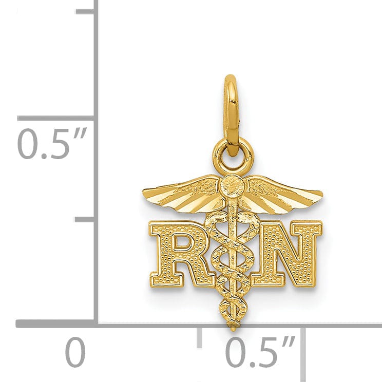 Lovely Rita's Pendants & Charms 14k Yellow Gold Solid R.N Nurse Pendant