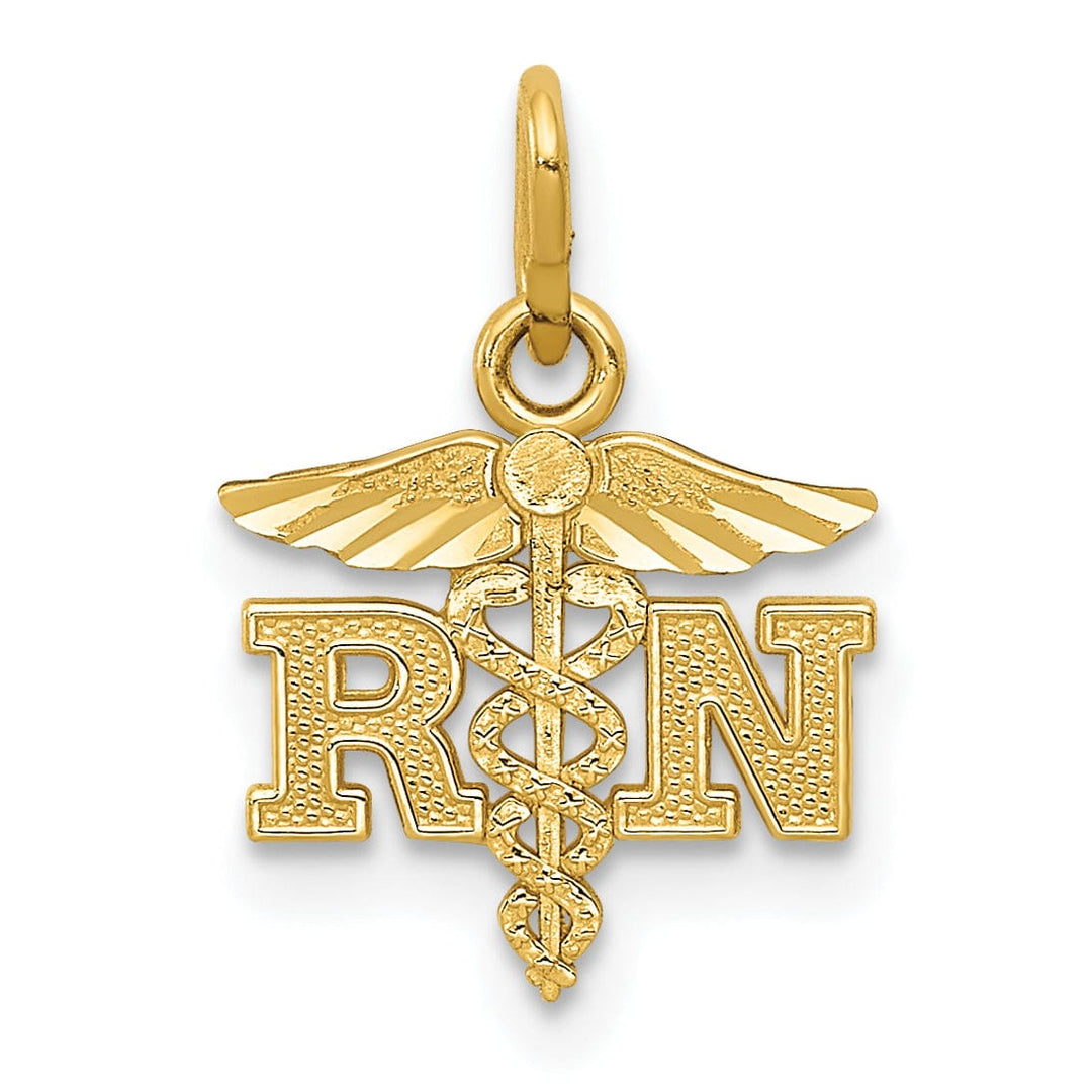 Lovely Rita's Pendants & Charms 14k Yellow Gold Solid R.N Nurse Pendant