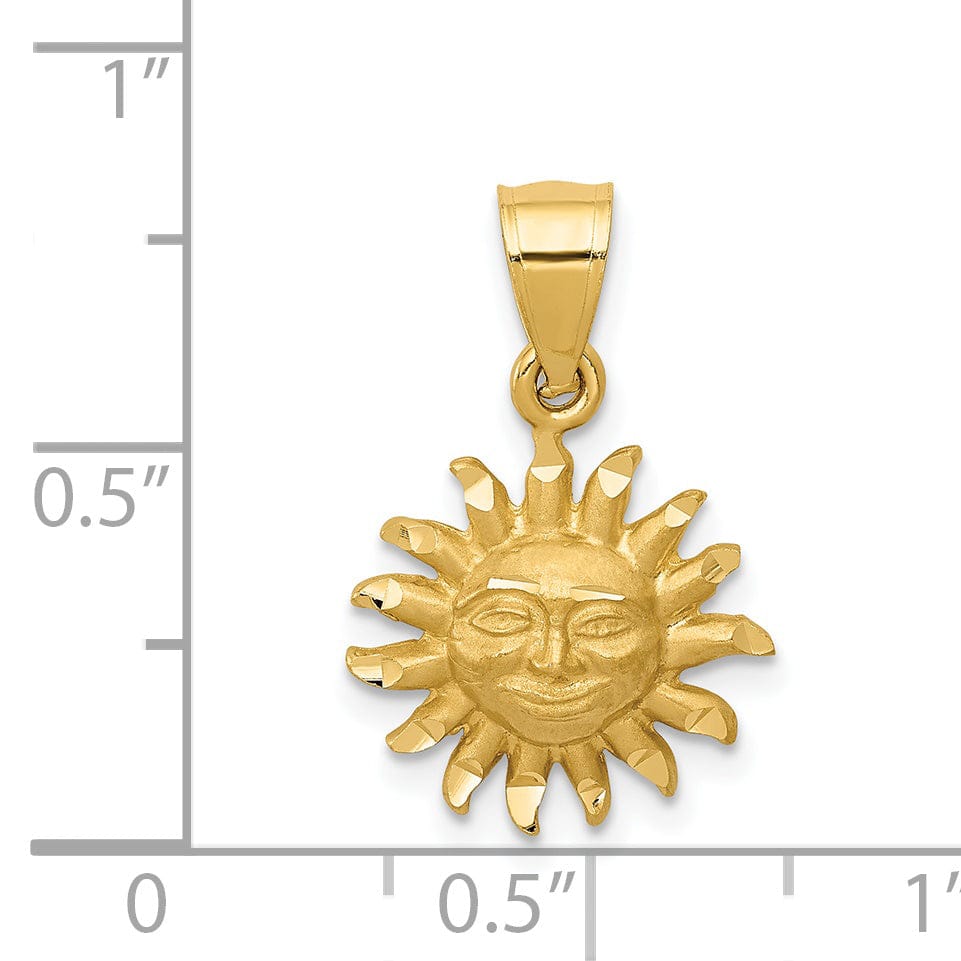 Lovely Rita's Pendants & Charms 14k Yellow Gold Solid Satin D.C Finish Sun Pendant