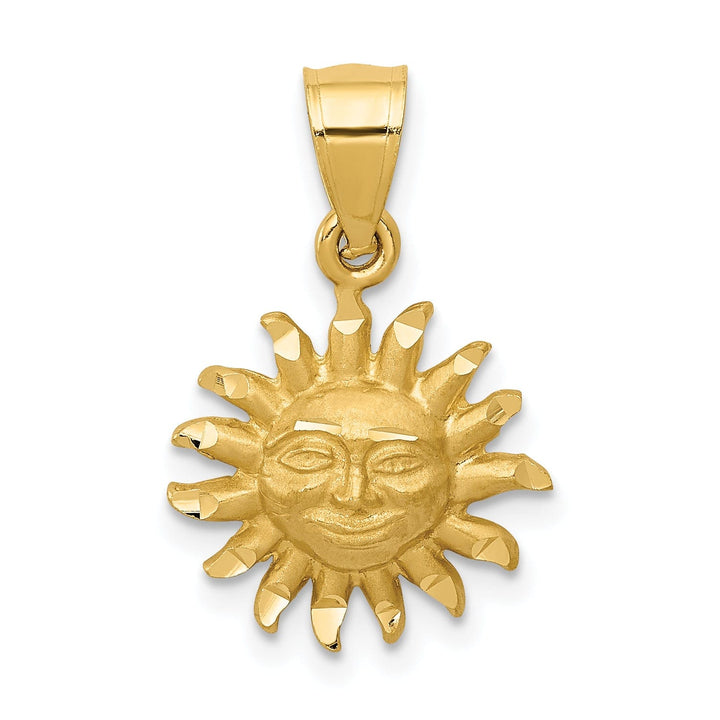 Lovely Rita's Pendants & Charms 14k Yellow Gold Solid Satin D.C Finish Sun Pendant