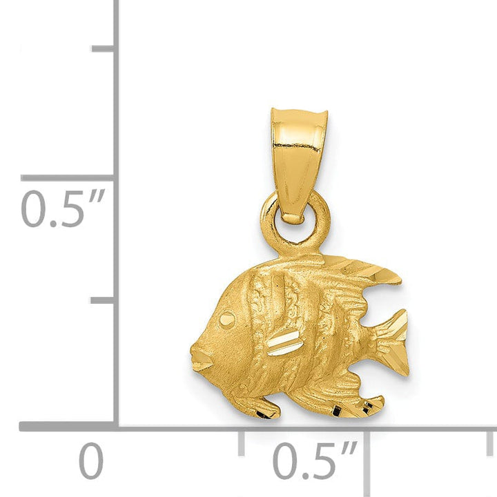 Lovely Rita's Pendants & Charms 14K Yellow Gold Solid Satin Diamond Cut Finish Fish Charm