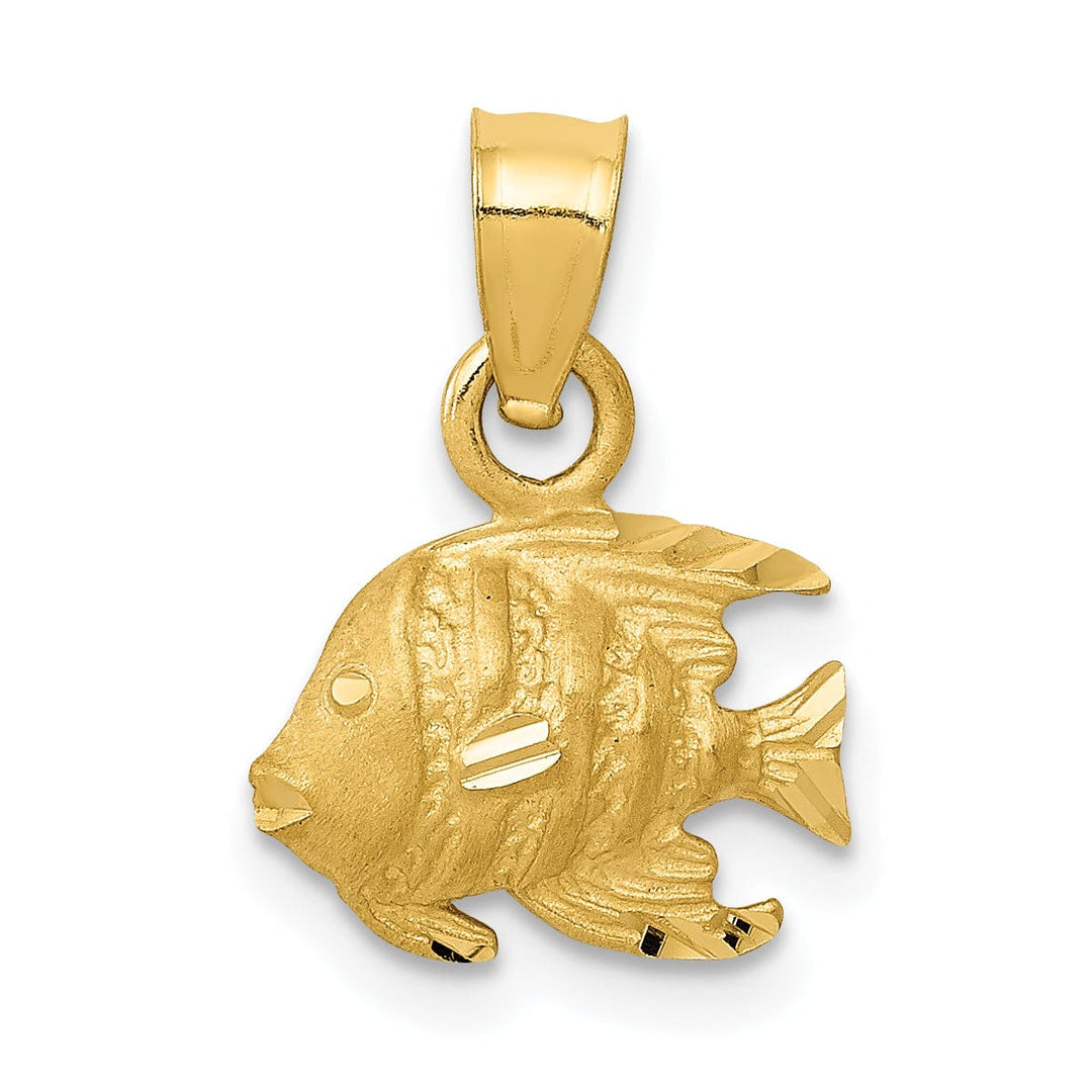Lovely Rita's Pendants & Charms 14K Yellow Gold Solid Satin Diamond Cut Finish Fish Charm
