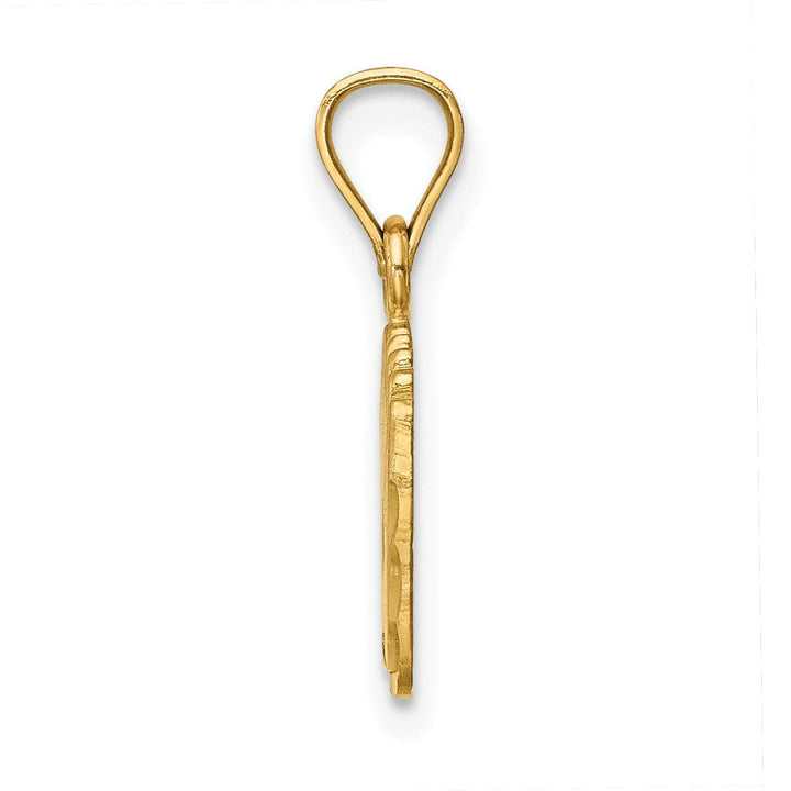 Lovely Rita's Pendants & Charms 14k Yellow Gold Solid Satin Diamond Cut Finish Flat Back Footprints Charm Pendant