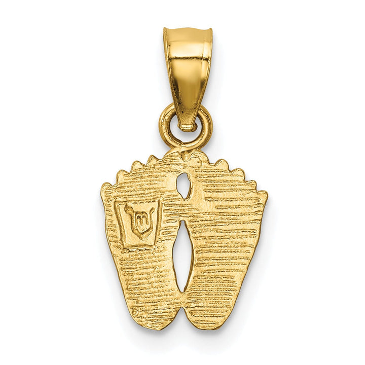 Lovely Rita's Pendants & Charms 14k Yellow Gold Solid Satin Diamond Cut Finish Flat Back Footprints Charm Pendant