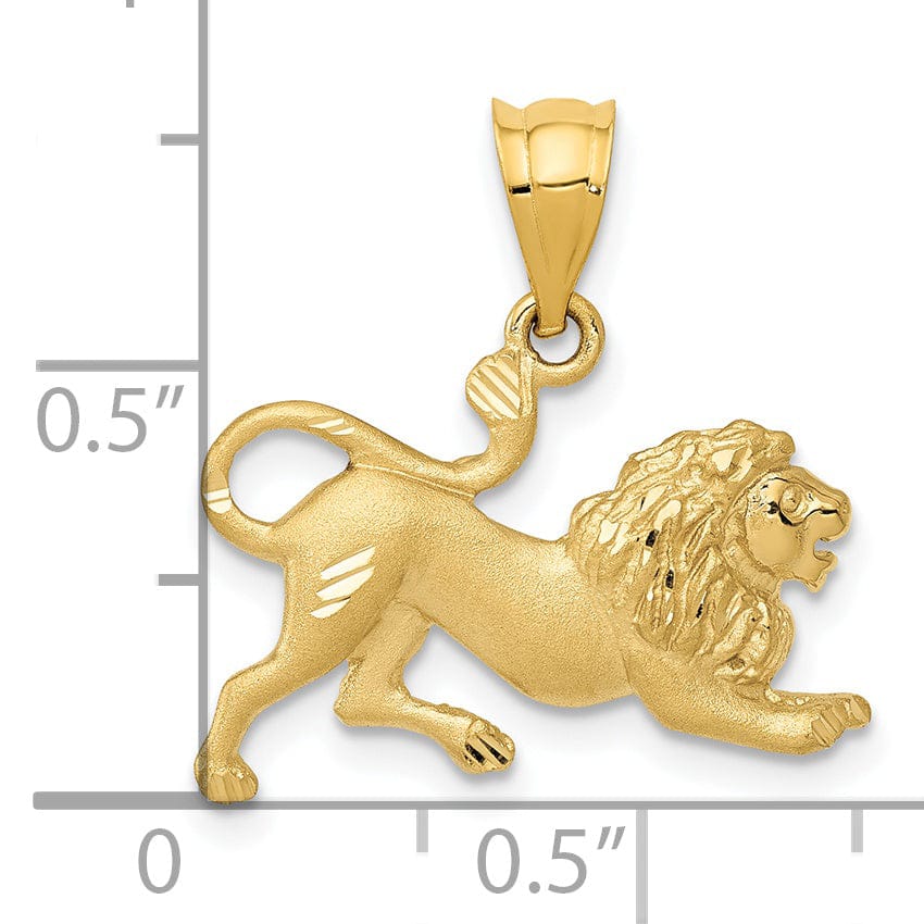 Lovely Rita's Pendants & Charms 14k Yellow Gold Solid Satin Diamond Cut Finish Lion Charm Pendant