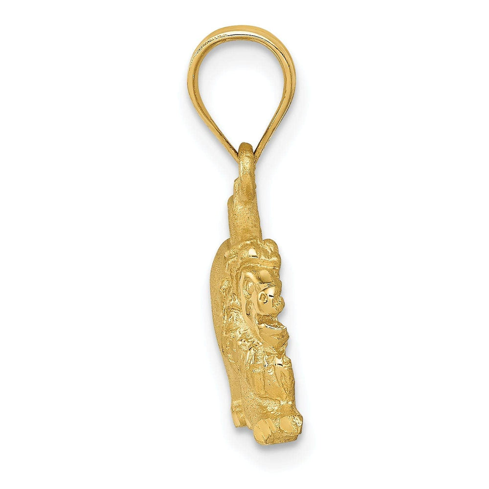 Lovely Rita's Pendants & Charms 14k Yellow Gold Solid Satin Diamond Cut Finish Lion Charm Pendant