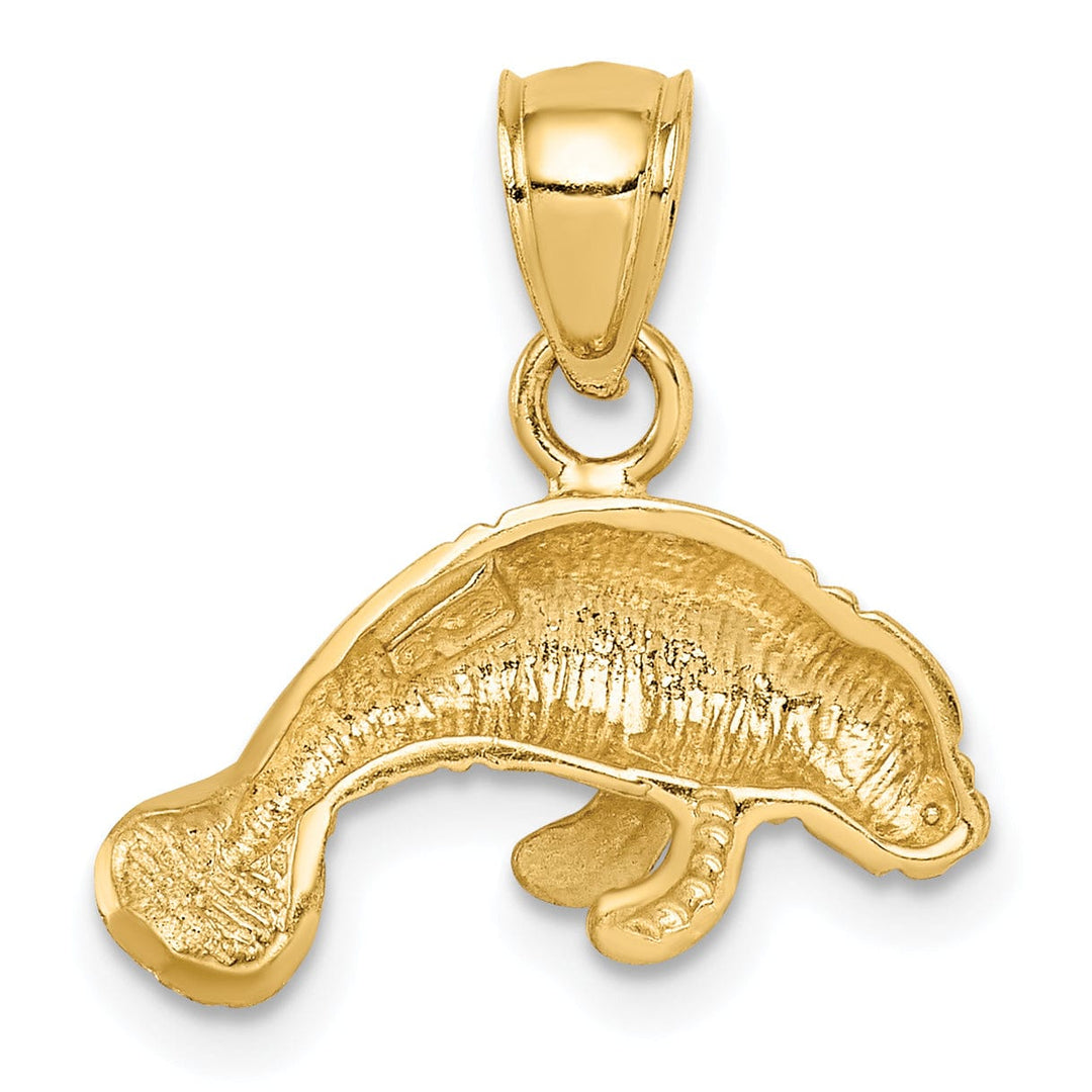 Lovely Rita's Pendants & Charms 14K Yellow Gold Solid Satin Diamond Cut Finish Manatee Charm Pendant