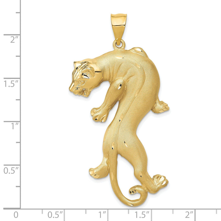 Lovely Rita's Pendants & Charms 14k Yellow Gold Solid Satin Diamond Cut Finish Panther Charm Pendant