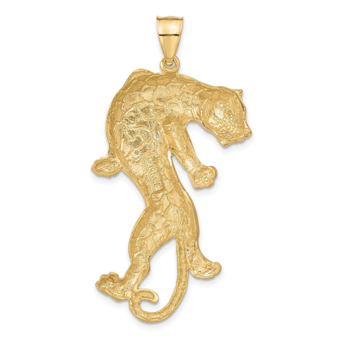 Lovely Rita's Pendants & Charms 14k Yellow Gold Solid Satin Diamond Cut Finish Panther Charm Pendant