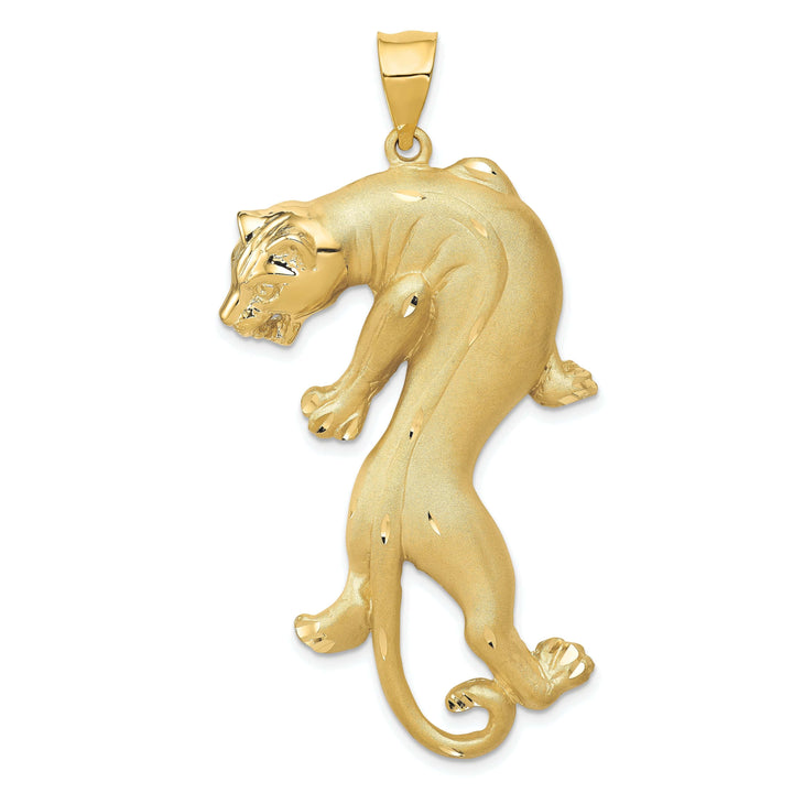 Lovely Rita's Pendants & Charms 14k Yellow Gold Solid Satin Diamond Cut Finish Panther Charm Pendant