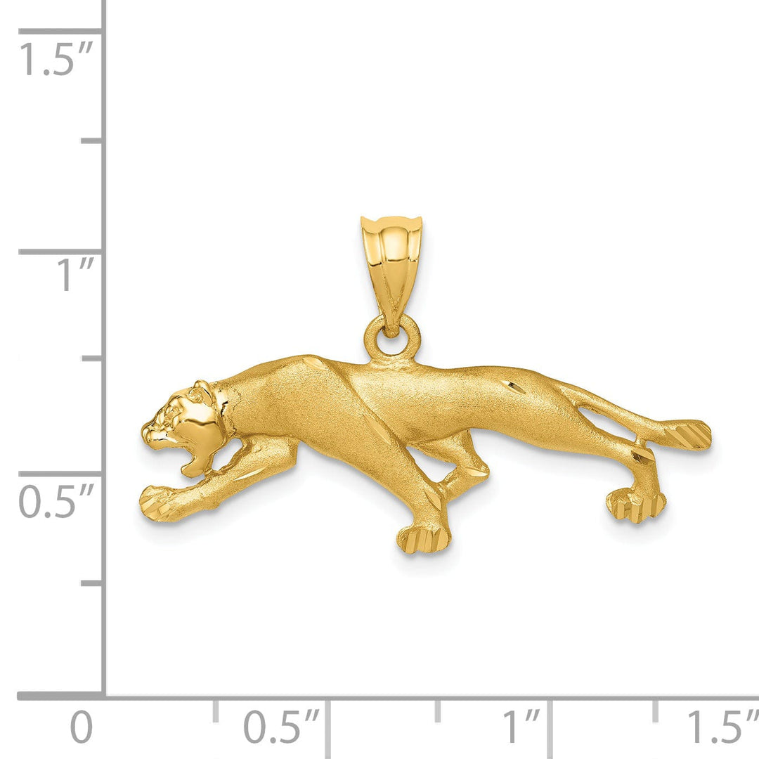 Lovely Rita's Pendants & Charms 14k Yellow Gold Solid Satin Diamond Cut Polished Finish Panther Charm Pendant