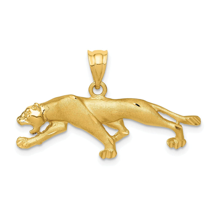 Lovely Rita's Pendants & Charms 14k Yellow Gold Solid Satin Diamond Cut Polished Finish Panther Charm Pendant