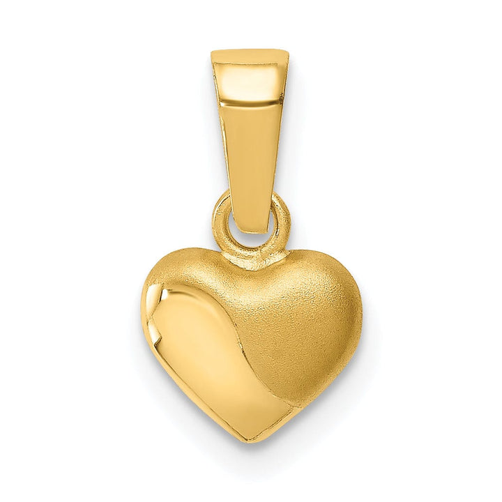 Lovely Rita's Pendants & Charms 14k Yellow Gold Solid Satin, Polished Finish 3-Dimensional Puffed Swirl Heart Design Charm Pendant