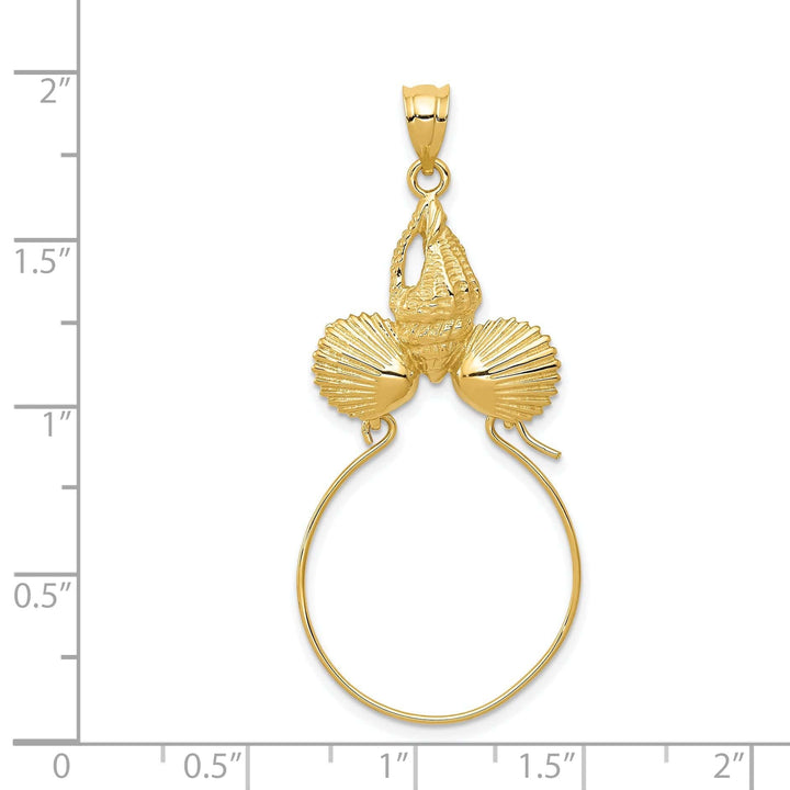 Lovely Rita's Pendants & Charms 14k Yellow Gold Solid Sea Shell Design Charm Holder Pendant
