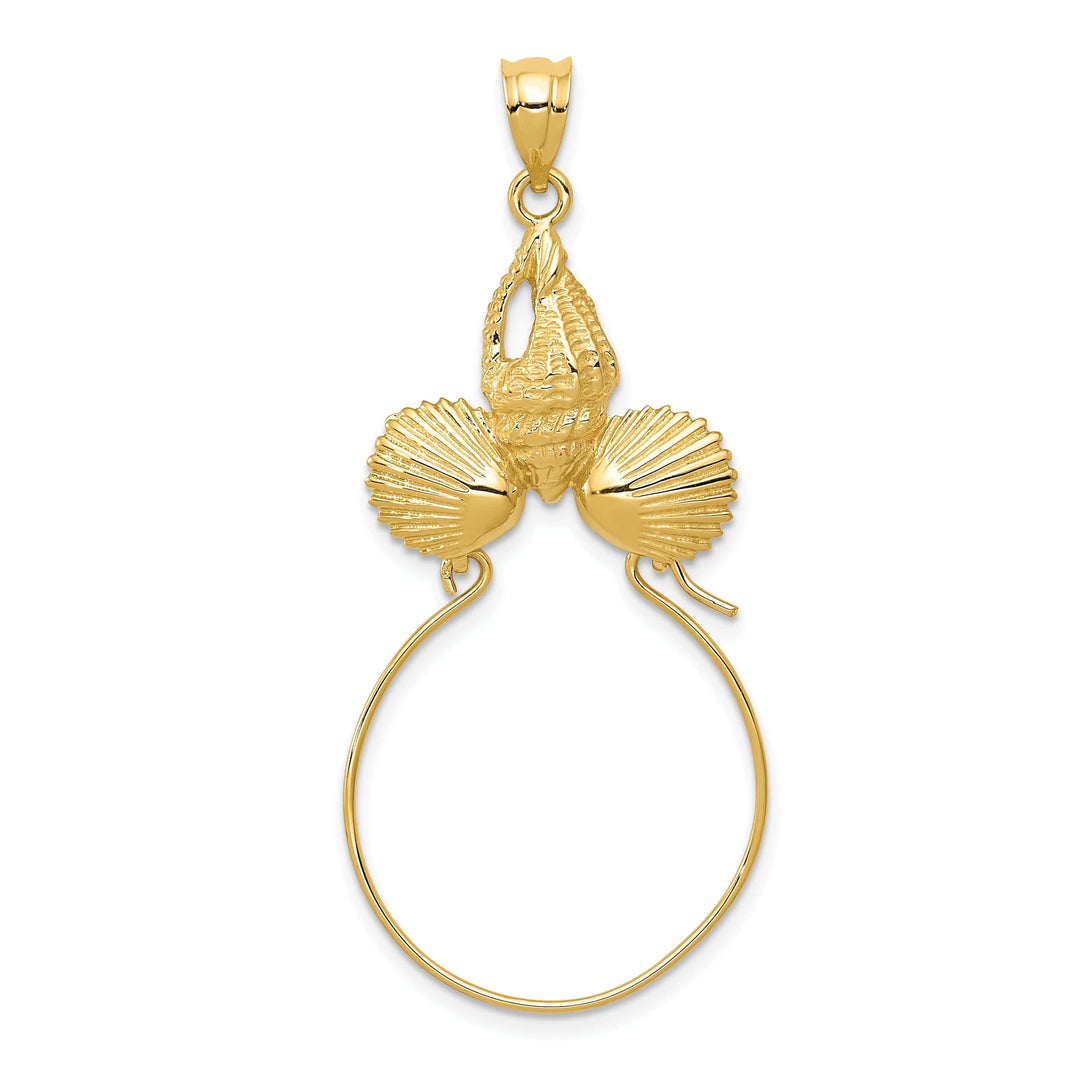 Lovely Rita's Pendants & Charms 14k Yellow Gold Solid Sea Shell Design Charm Holder Pendant
