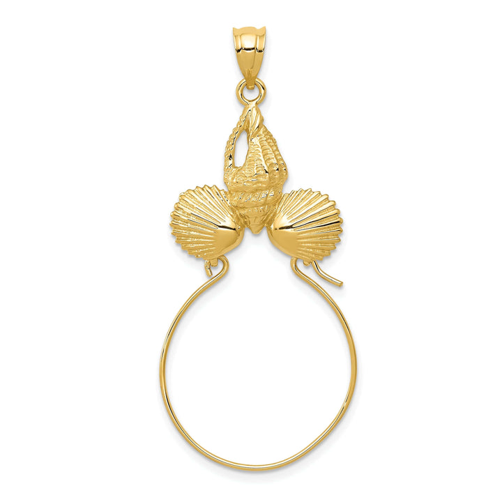 Lovely Rita's Pendants & Charms 14k Yellow Gold Solid Sea Shell Design Charm Holder Pendant