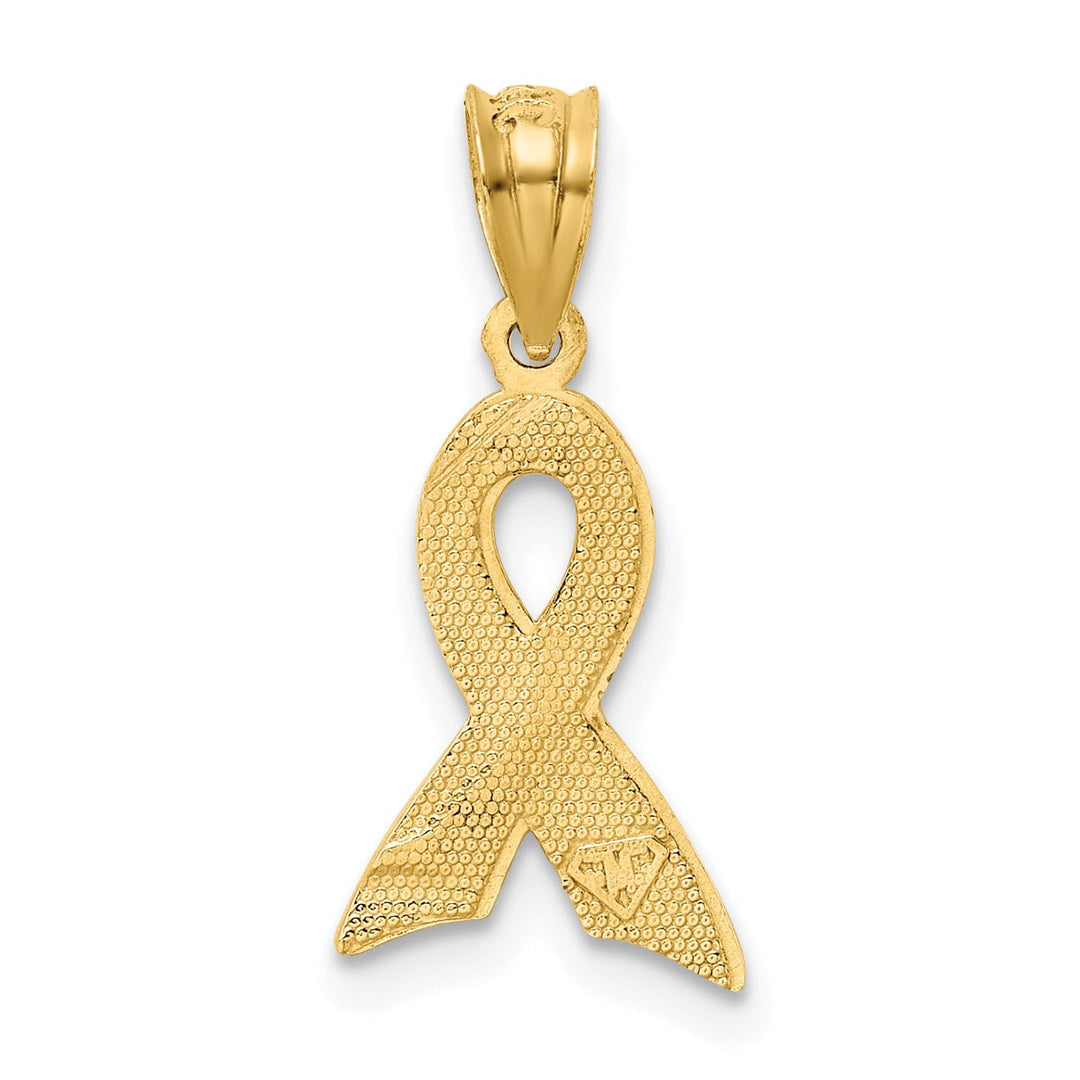 Lovely Rita's Pendants & Charms 14k Yellow Gold Solid Small Size Polished Textured Yellow Enameled Finish Awareness Ribbon Charm Pendant