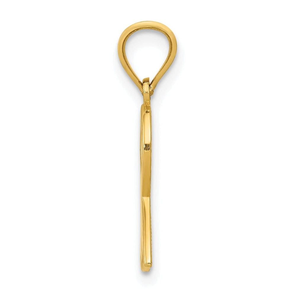 Lovely Rita's Pendants & Charms 14k Yellow Gold Solid Small Size Polished Textured Yellow Enameled Finish Awareness Ribbon Charm Pendant