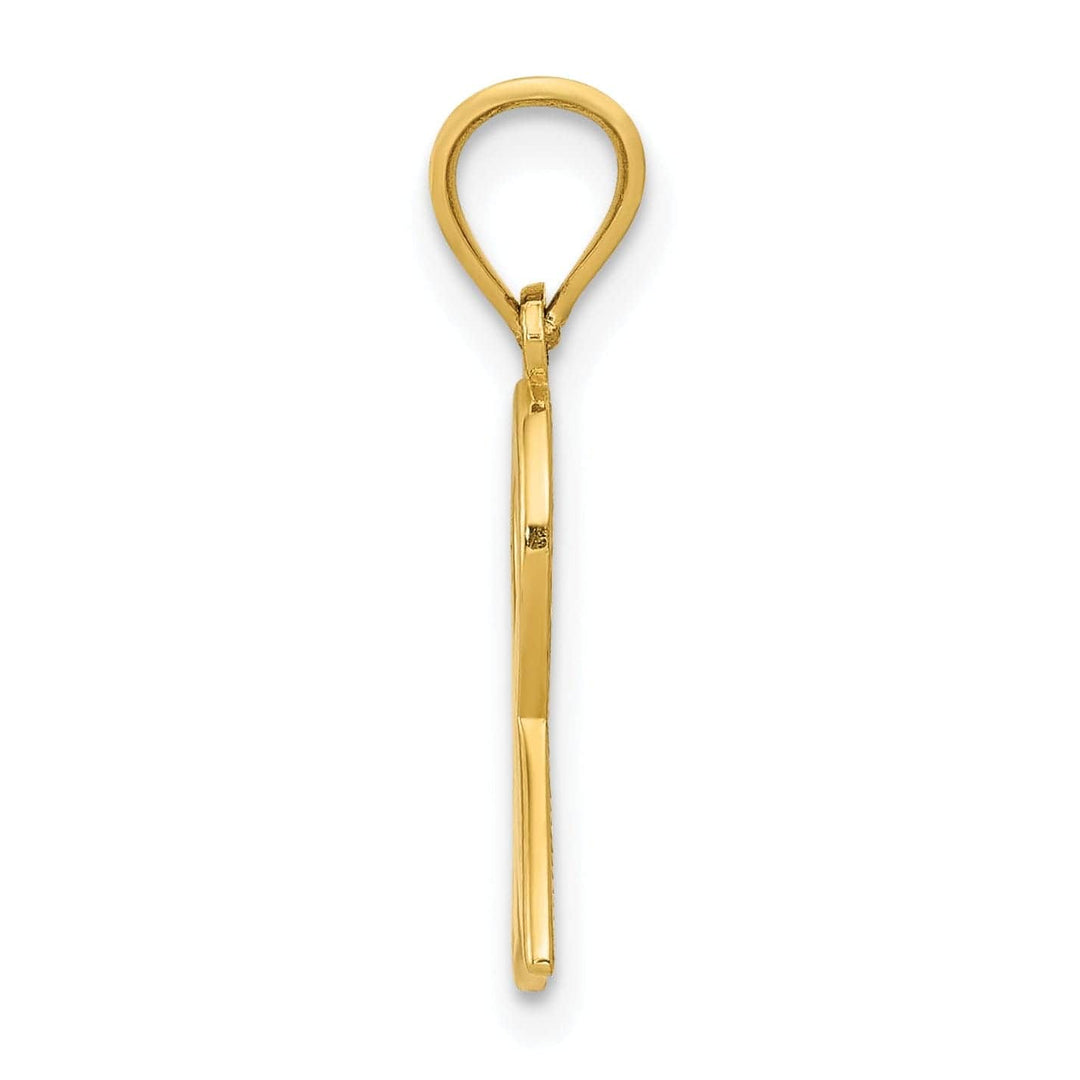 Lovely Rita's Pendants & Charms 14k Yellow Gold Solid Small Size Polished Textured Yellow Enameled Finish Awareness Ribbon Charm Pendant