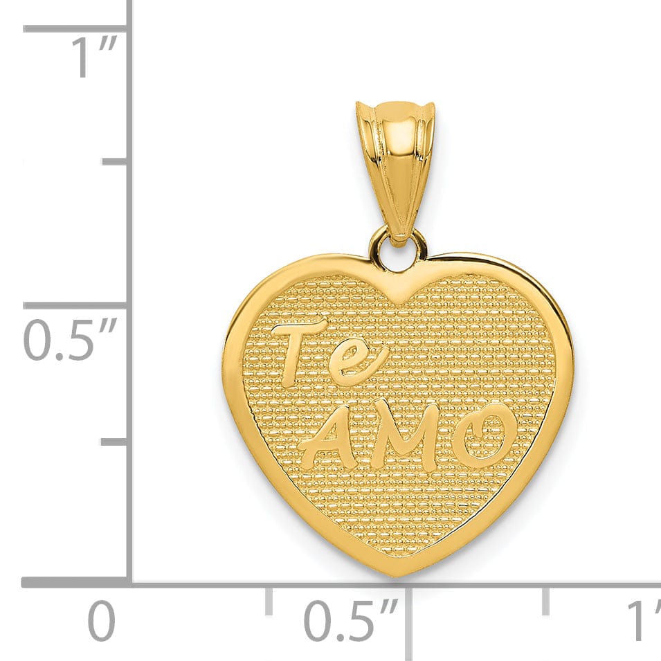 Lovely Rita's Pendants & Charms 14k Yellow Gold Solid Te Amo Heart Pendant
